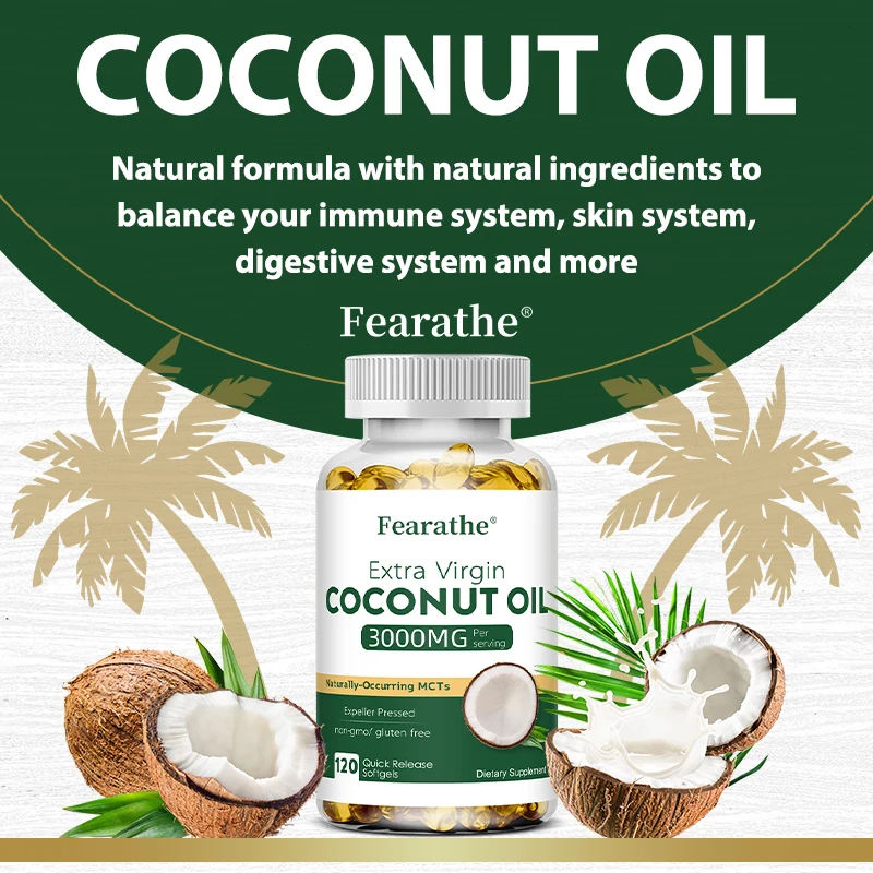 كبسولات زيت جوز الهند 2000 مجم - عضوي بكر ممتاز معصور على البارد للبشرة الصحية والأظافر ونمو الشعر والهضم ومكافحة الشيخوخة #6