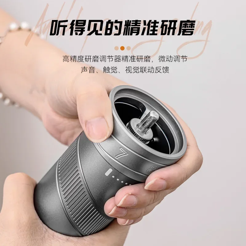 Coffee , external adjustment scale coffee bean hand grinder, steel core outdoor camping hand grinder