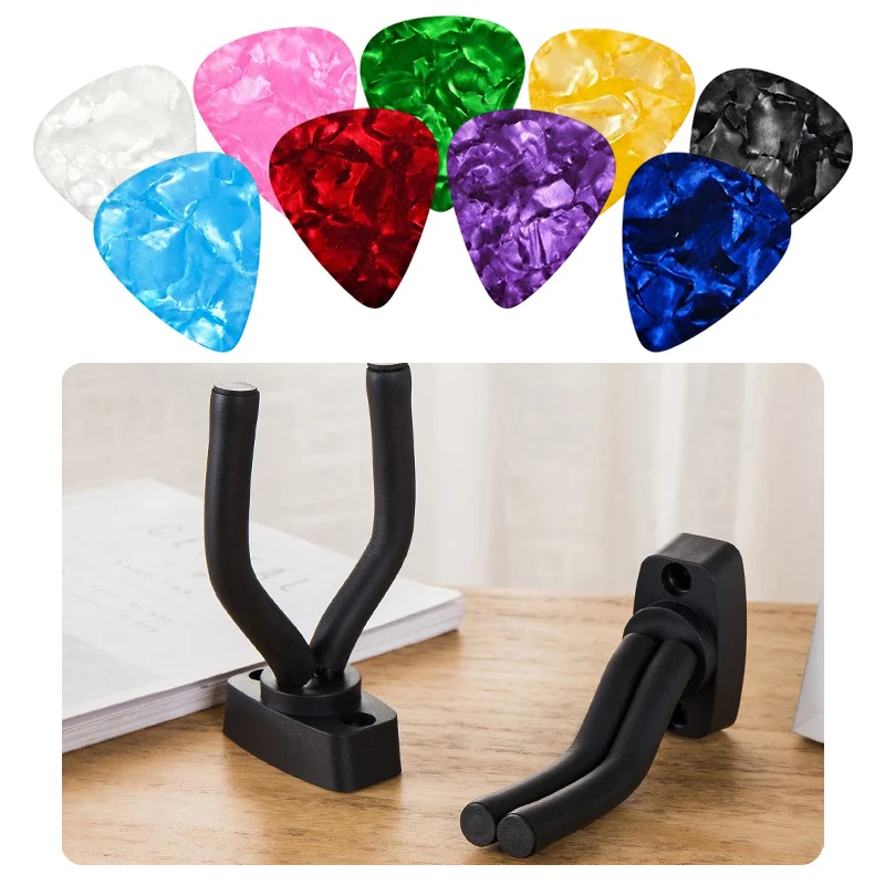 7Pcs Guitar Playing Kit, Wall Mount Hooks & Random Picks for Bass Ukulele Display ZYF