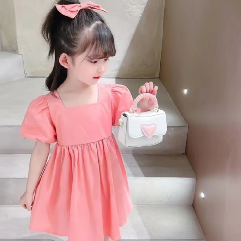 

Dress Baby Girls Clothes Summer Princess Dresses for Kids Cotton Cute Hairpin Bow Dress for Girls Baby 2PCS Bow Accessories