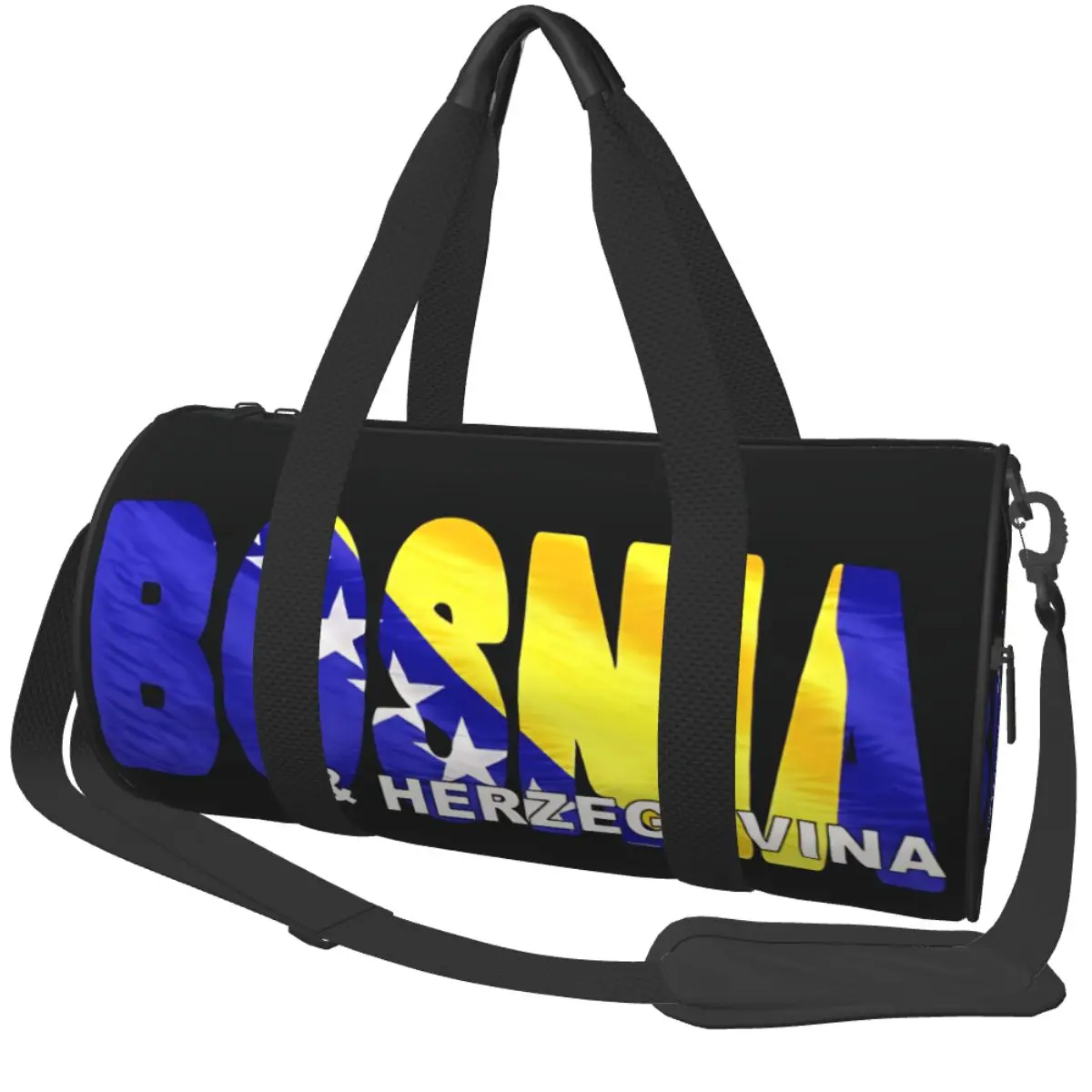 

Bosnia & Herzegovina - Flag Cut To Letters Souvenir Shirt Gym Bag Waterproof Bags with Shoes Handbag Fitness Bag For Men