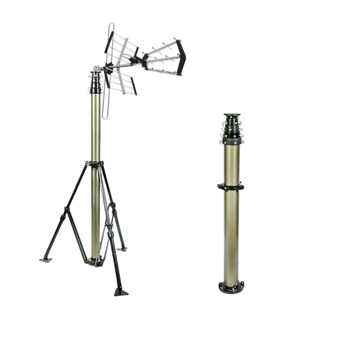 Antenna reaction tower pneumatic telescopic mast