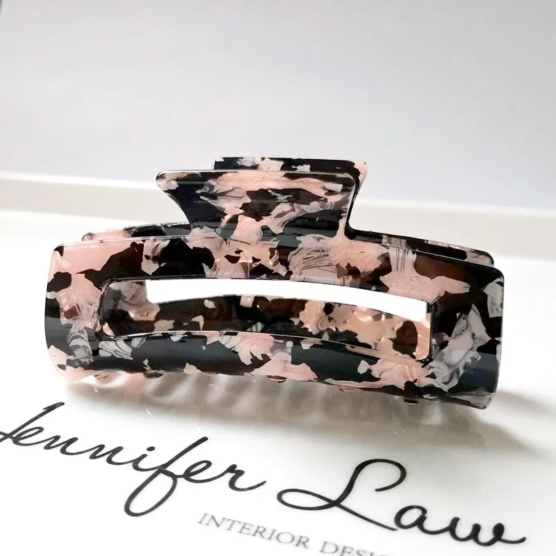 8,3 cm Mode Rechteck Acetat Haar Krallen Frauen Haar Zubehör Bunte Plaid Pferdeschwanz Essigsäure Klaue Clips Für Mädchen – Detail 13