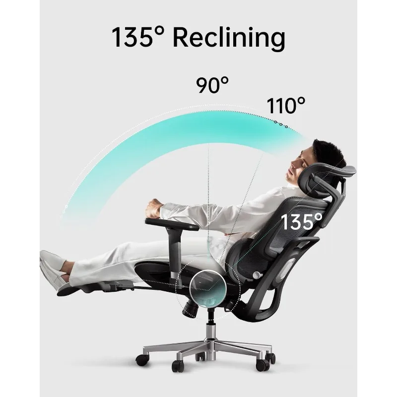 Silla de oficina ergonómica con reposabrazos ajustables en 3D, respaldo alto de soporte lumbar ajustable para silla de computadora, color blanco