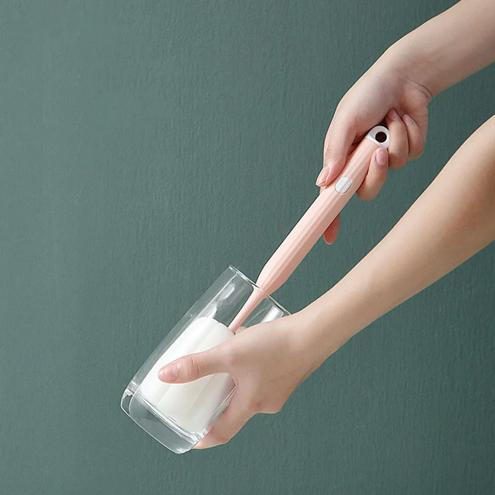 

2Pcs Bottle Sponge Brush Multipurpose Extended Handle Cup Cleaner 360 Degree Cleaning Soft Head Easy Storage Hanging