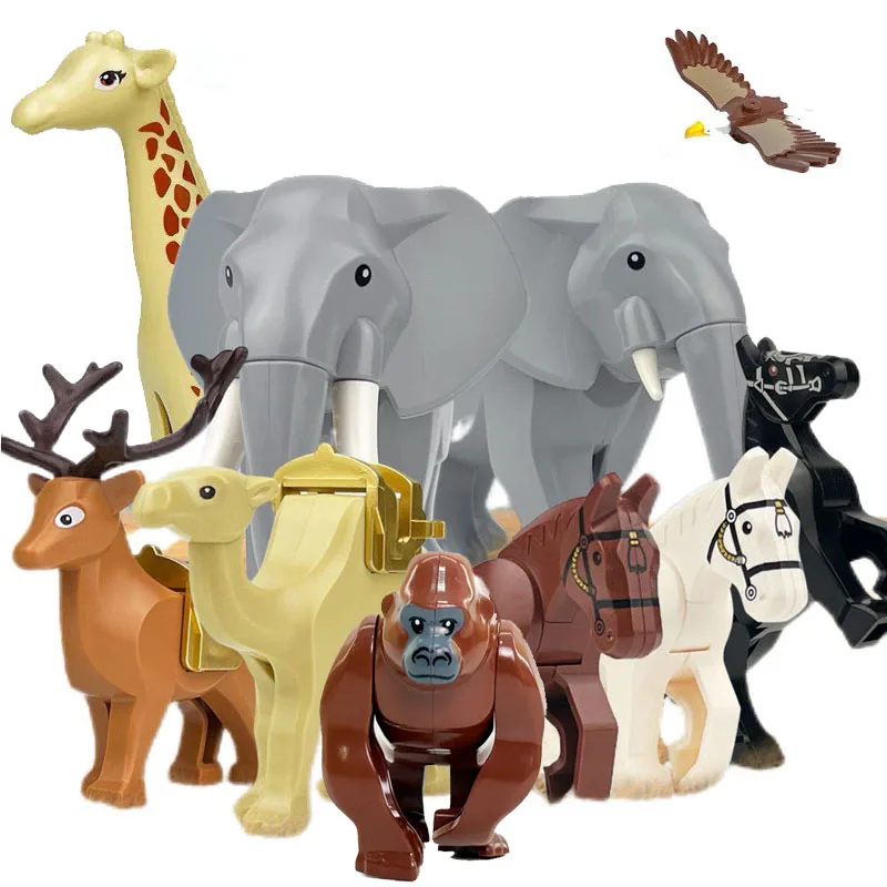 El Animal Zoo elefante africano gran migración gorila modelo figura de acción bloques construcción juguetes de ladrillos para niños