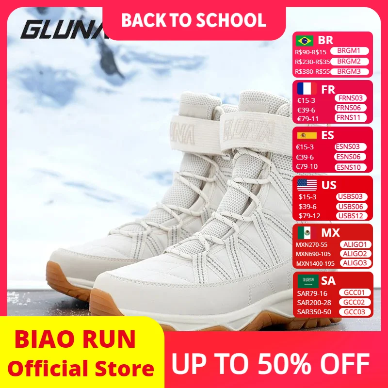 GLUNA Waterproof Snow Boots With Plush Insulation For Winter High Top Anti Slip And Anti Cold Outdoor Hiking For Men And Women