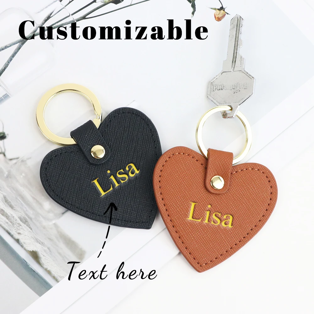 Customized name Ins-style heart-shaped pu leather multi-color simple ...