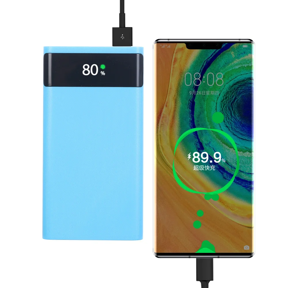 DIY 6*18650 Power Bank Battery Box Holder Dual USB Type C Micro 22.5W Fast Charge Shell With Led Lights 18650 Battery Cases