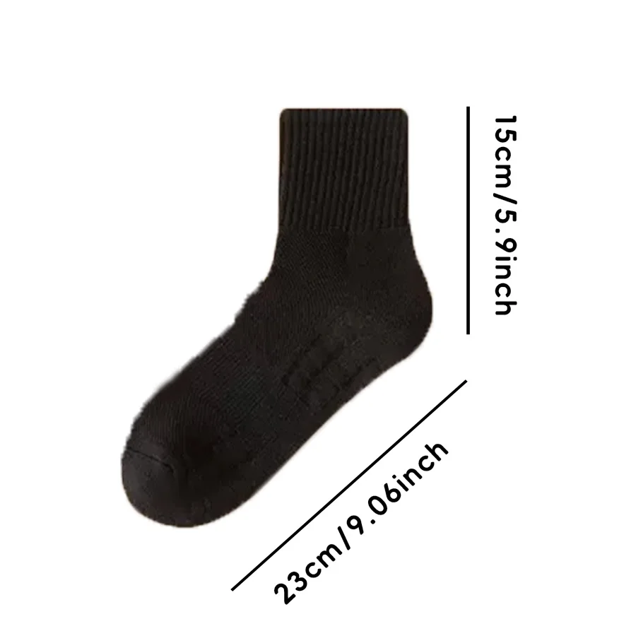 5 Pairs Men\'s mid length socks, spring and autumn pure cotton sports socks, towel bottom anti odor summer basketball socks