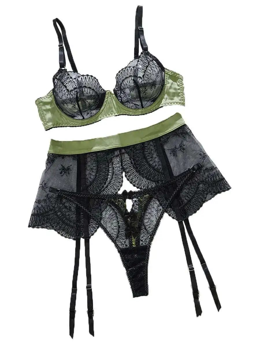 2025 جديد الربط مثير ملابس السباحة الصدرية مجموعة شبكة منظور الجوف خارج مثير ثلاث قطع مجموعة البيكينيات النساء الحلو المرأة مثير KFJ8