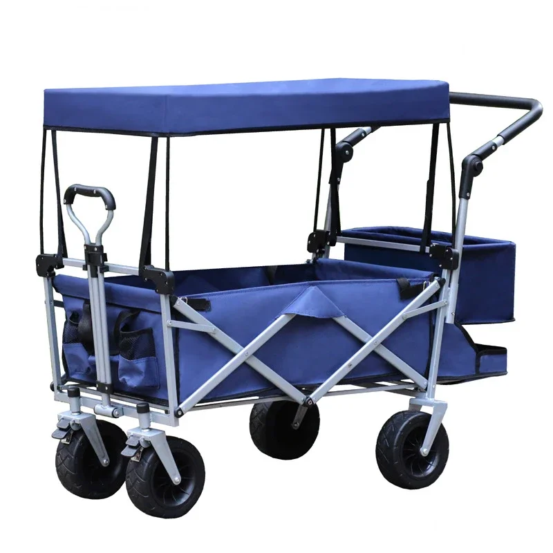 

Foldable Trolley Push Pull Wagon Stroller Wagon Folding Wagon With Canopy For Kids