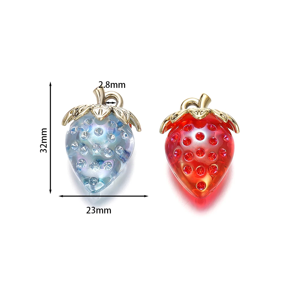 5pcs/Lot 23*32mm Acrylic Transparent Strawberry Pendants for DIY Jewelry Making Necklace Findings Accessories