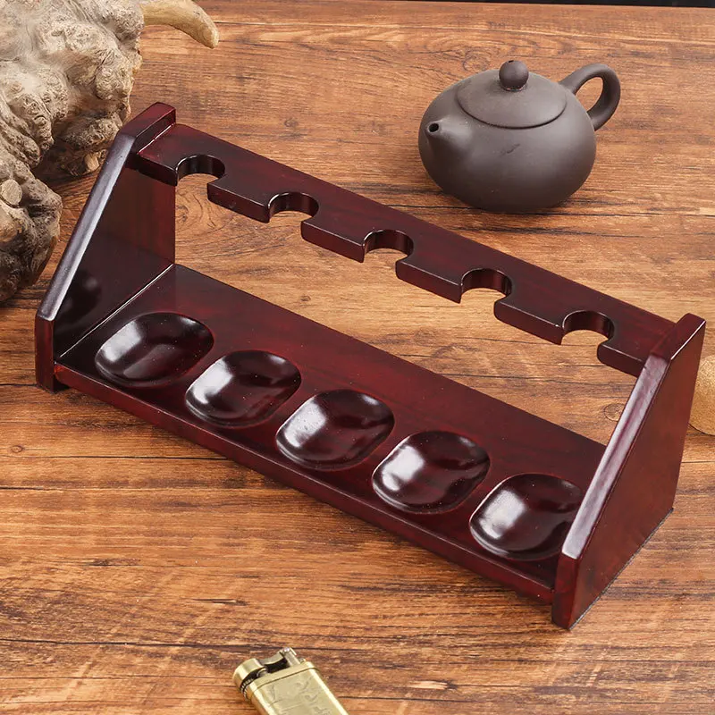 Solid Wood Tobacco Pipe Stand Rack, Unique Holder, Holds 5 Pipes, Gift, New