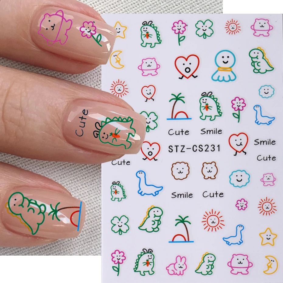 Colorful Cute Dinosaur Back Adhesive Nail Sticker Non-Toxic Odorless Girl Sticker Toy Three-Dimensional Decal image 5