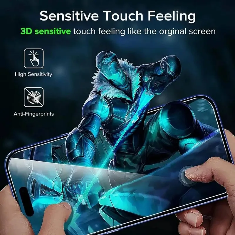 1 Pieza Protector de Pantalla 17 Pro Max 16 Pro 15 14 Plus 13 Mini 12 11 Película Templada para iPhone XR X Xs Max 7 8 6S Plus Vidrio 4