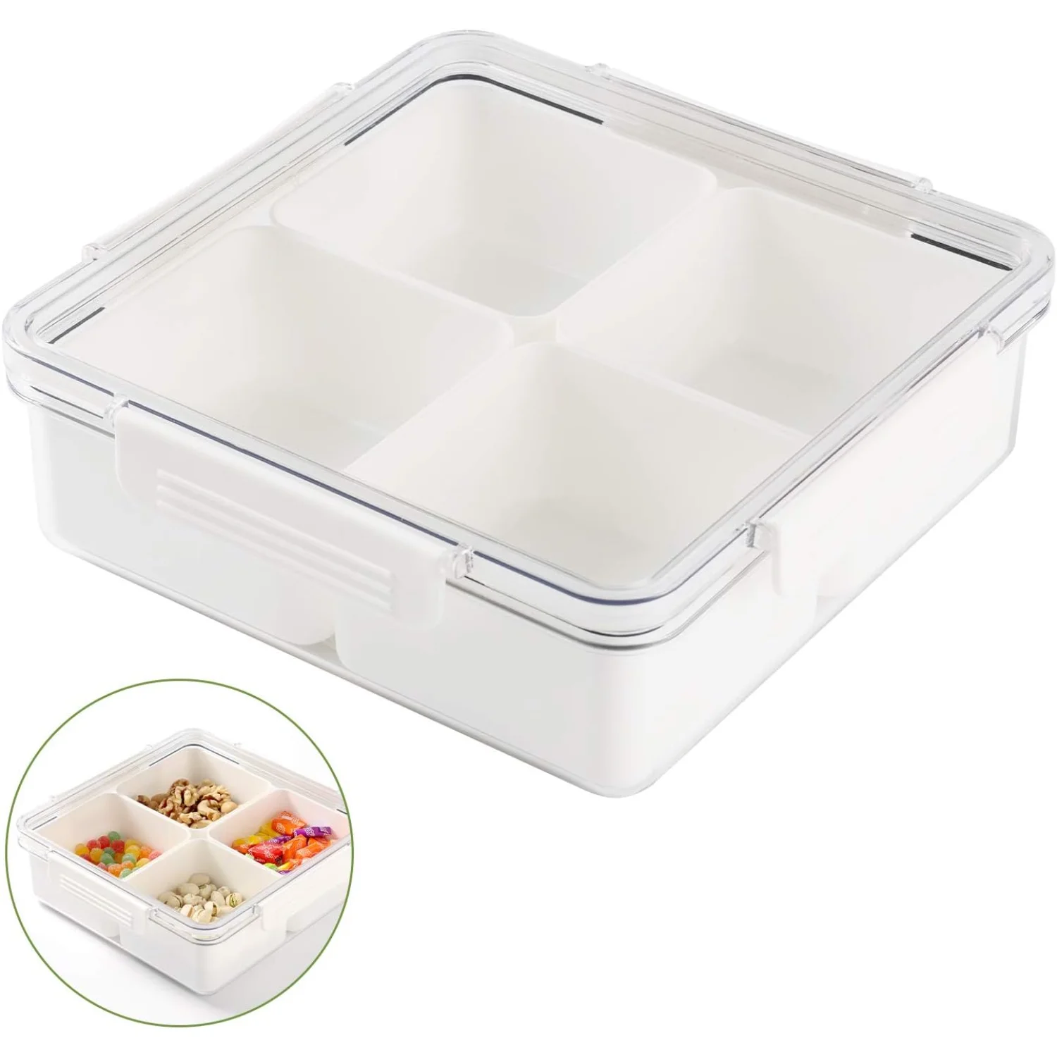 Leakproof Fruit Snack Serving Tray with Individual Containers