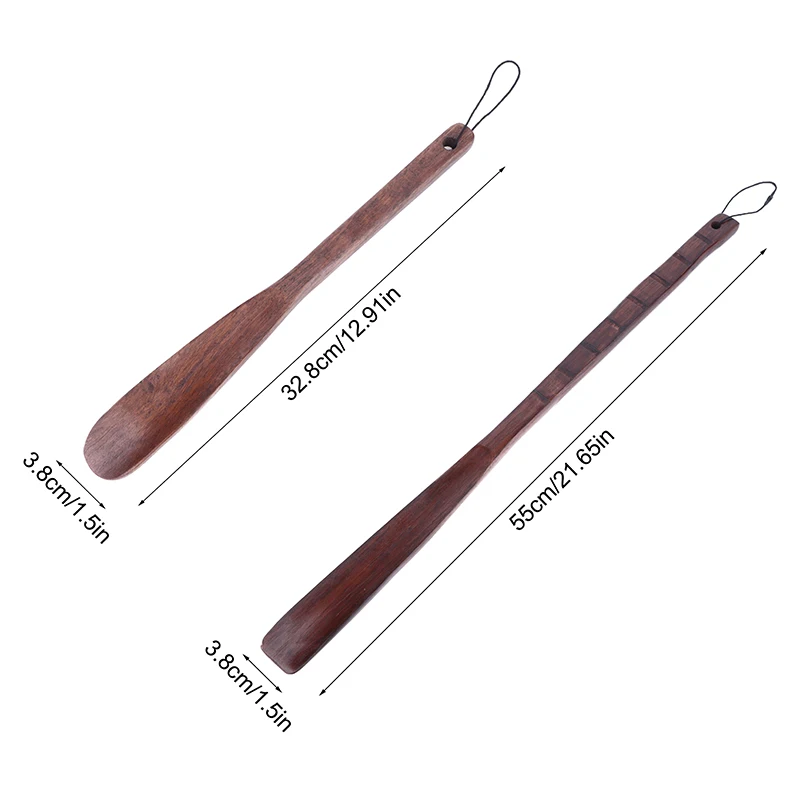 

1pc Wooden Shoe Horn With Lanyard Flexible Long Handle Shoehorn Useful Shoe Lifter For Seniors Shoe Spoon Home Tools