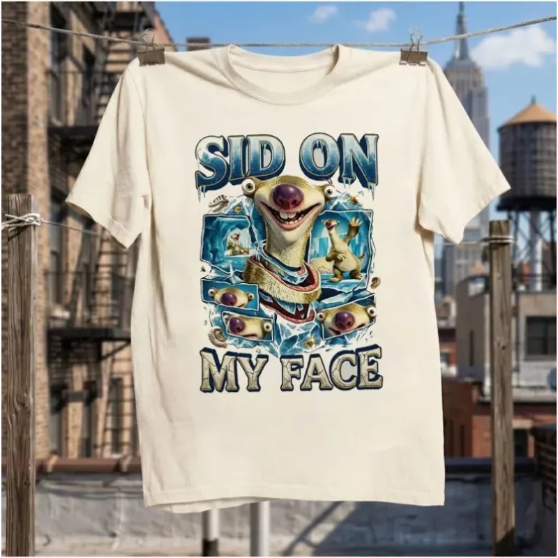 Sid On My Face Shirt, Funny Ice Age Meme Tee, Sid The Sloth T-Shirt, Crude Humor Graphic Tee, Nostalgic Cartoon Pop Culture Gift