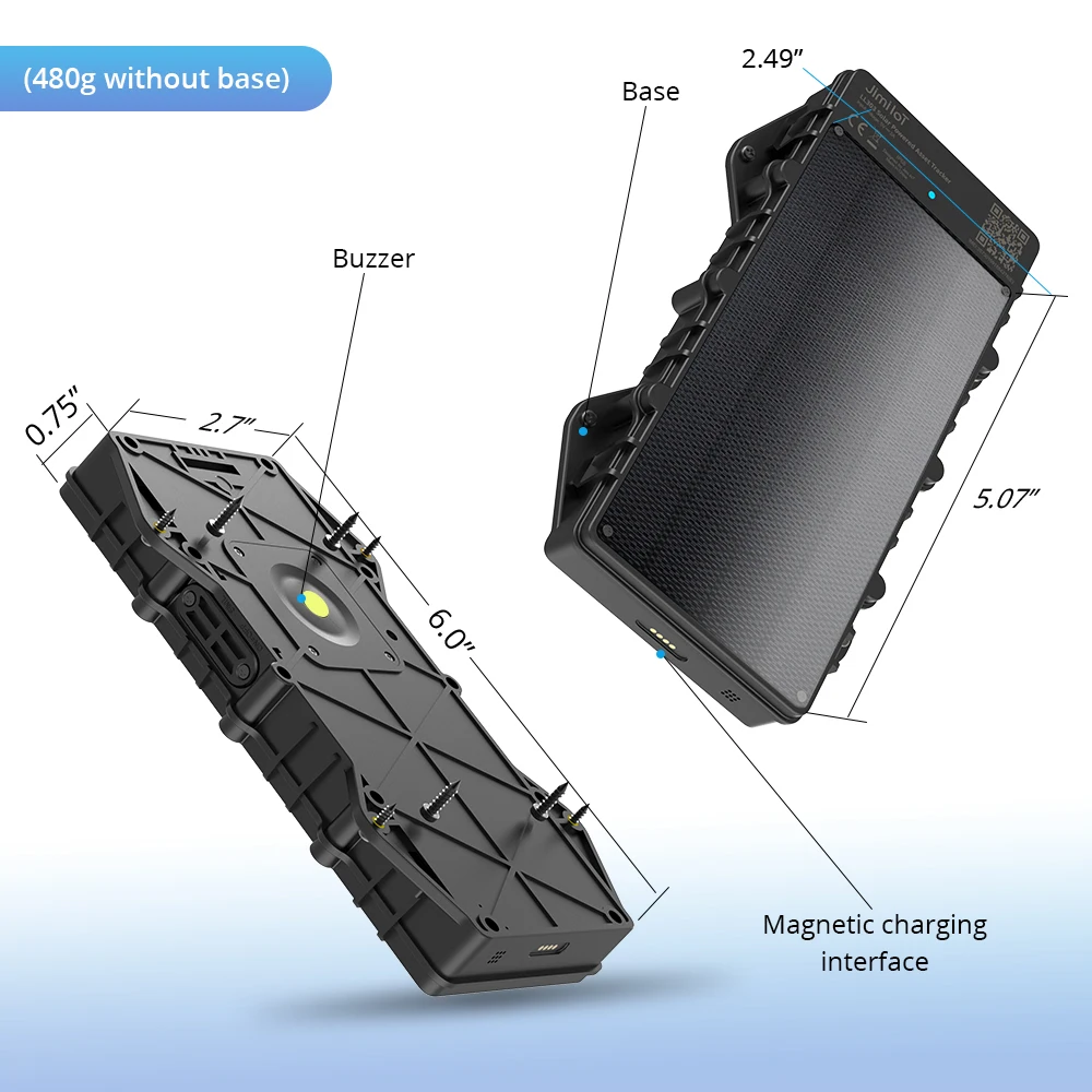 JIMIMAX LL303 Solar Tracker 4G GPS Vehicle Locator Bluetooth Tracking Device 10000Mah Charged Battery Remote Control Alarm APP