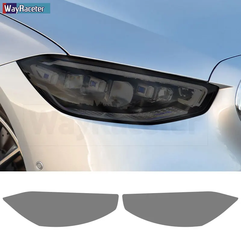 

2 Pcs Car Headlight Protective Film Transparent Smoked Black TPU Sticker For Mercedes Benz S Class W223 2021 2022 2023 S500 S580