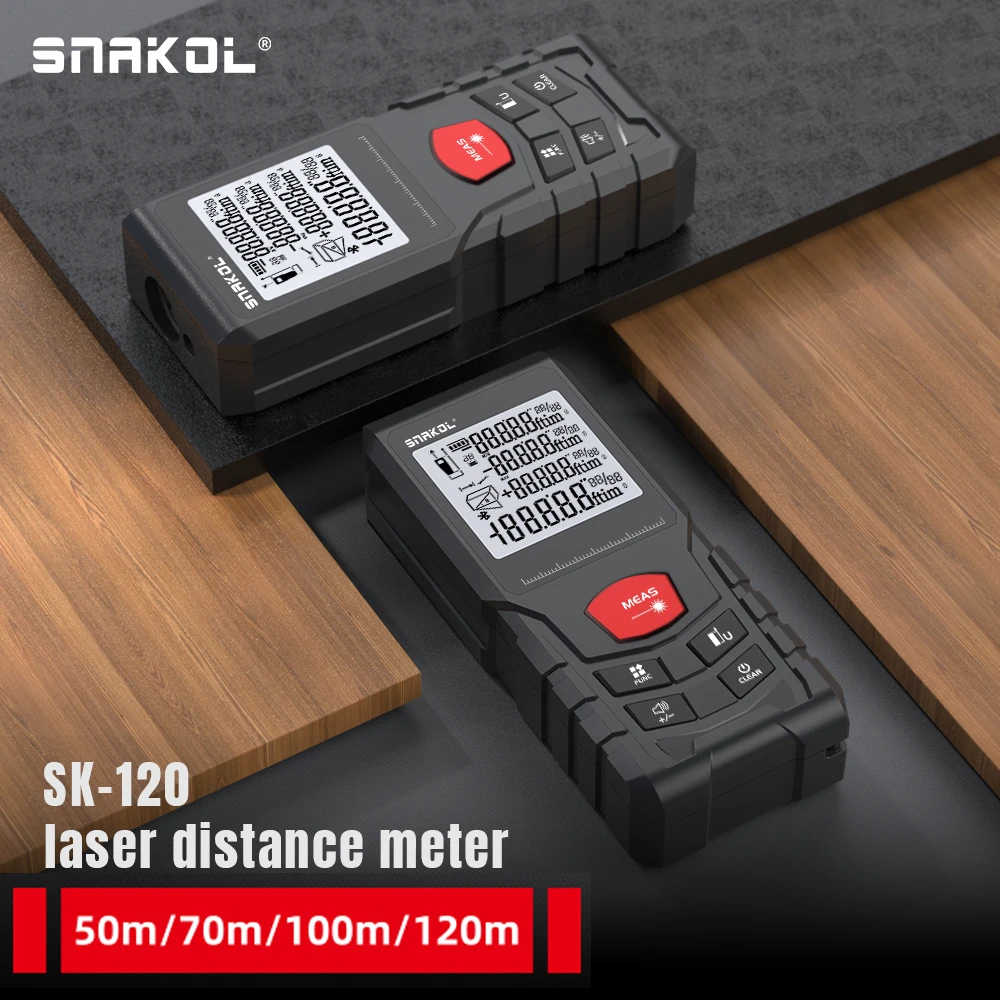 Snakol Laser Distance 50M/100M/120M Laser Rangefinder Profesional Distance Meter Laser Range Finder Building Ruler Test Tool