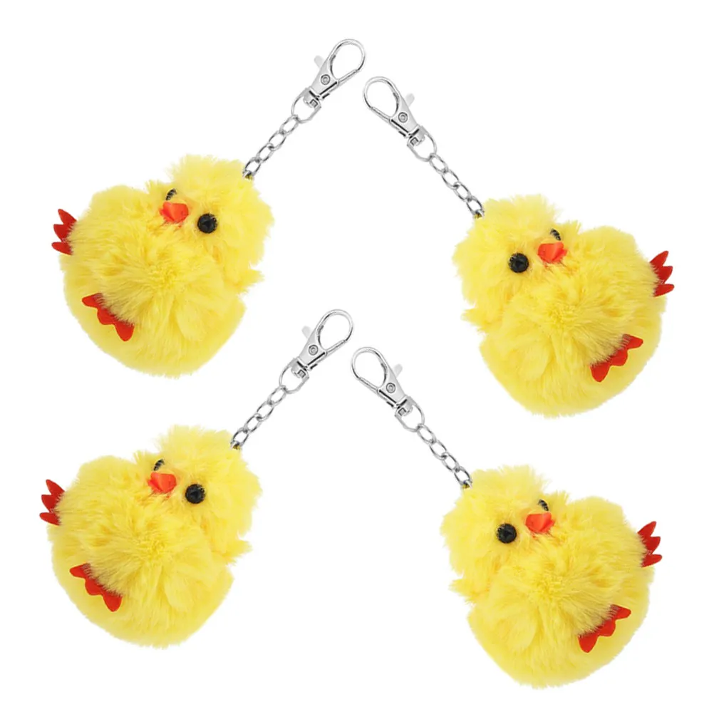 

4Pcs Stuffed Chick Keychain Cute Cartoon Animal Key Chain for Backpack Purse Bag Decorative Pendant Keyring Gift for Women Kids