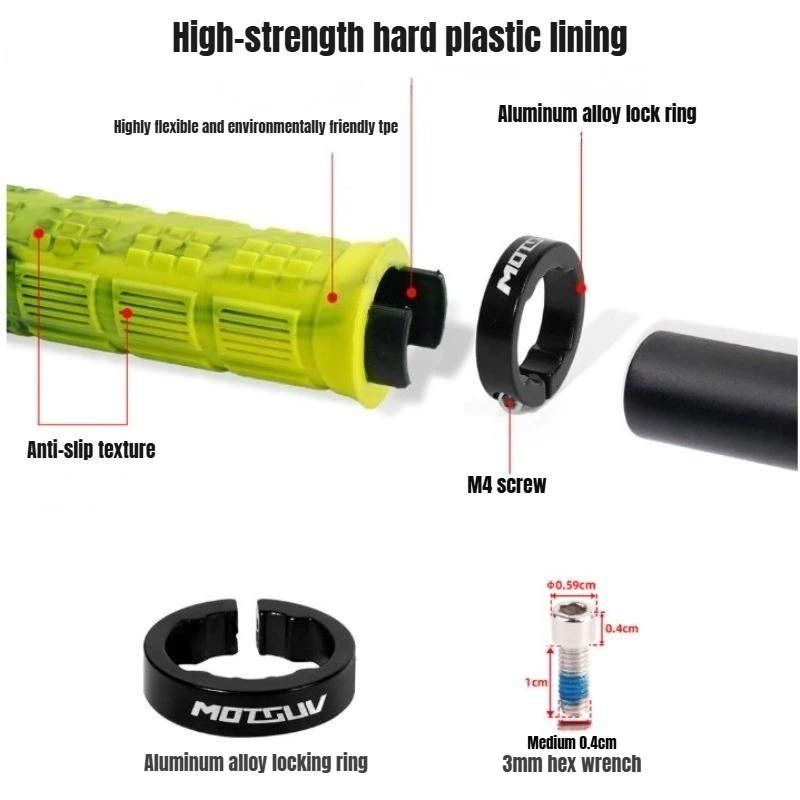 Mountain Bike Handlebar Grips Dual Color Aluminum Alloy Locking Rubber Anti Slip Ergonomic Design for Road Cycling Comfortable image 4