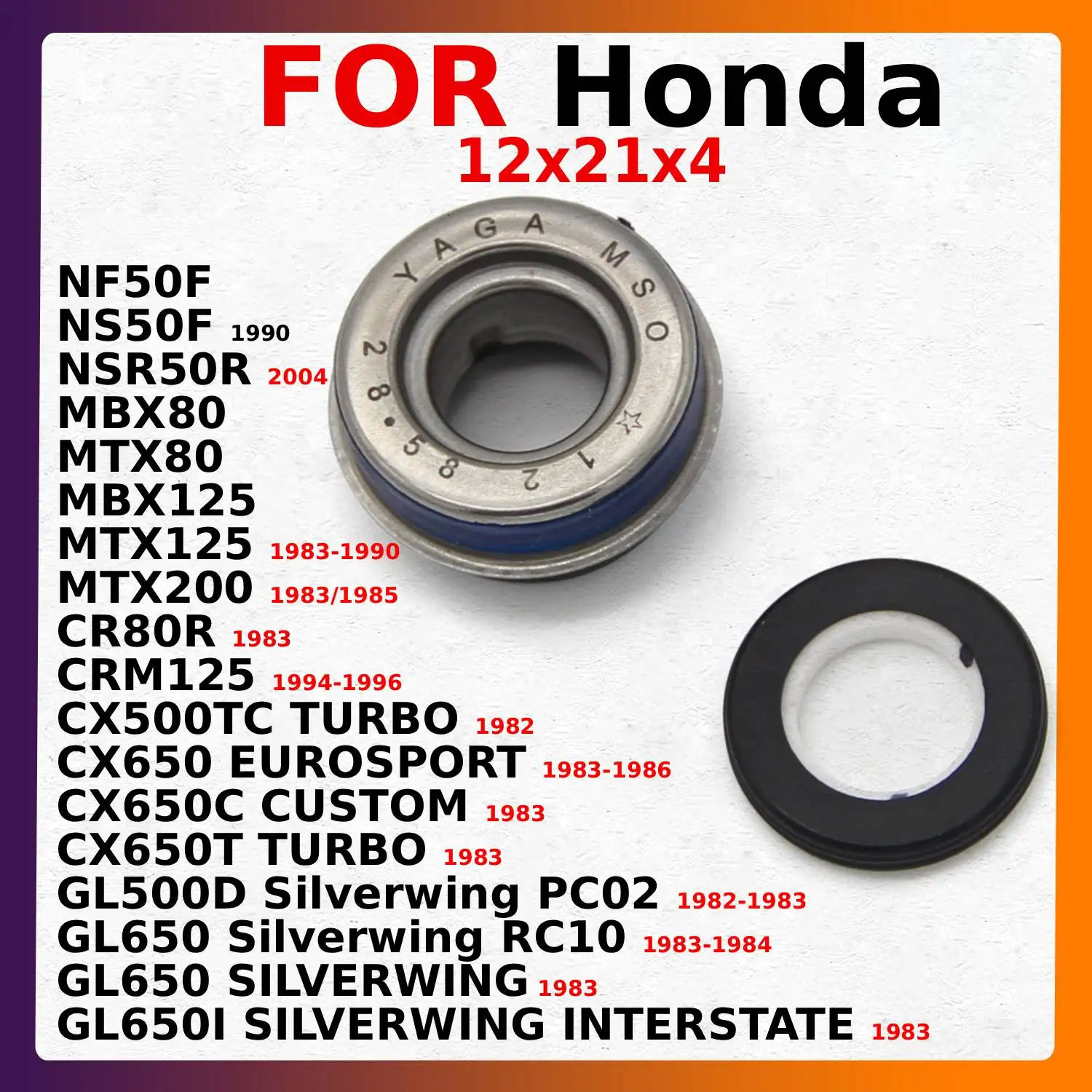 For Honda NF50F CR80R NS50F NSR50R CX500TC CX650 GL500 GL650 CR80 CRM125 MBX80 MTX80 MBX125 Motorcycle Water Pump Seal Oil Seals