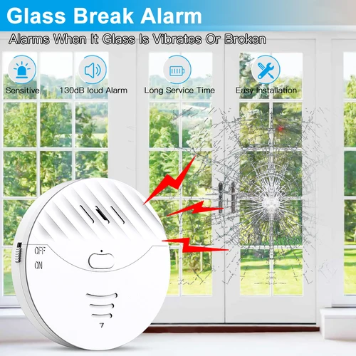 Imagen 2 del producto Hollarm-Sensor de vibración inalámbrico para puerta y ventana, sistema de detección de alarma de seguridad para el hogar, 130dB