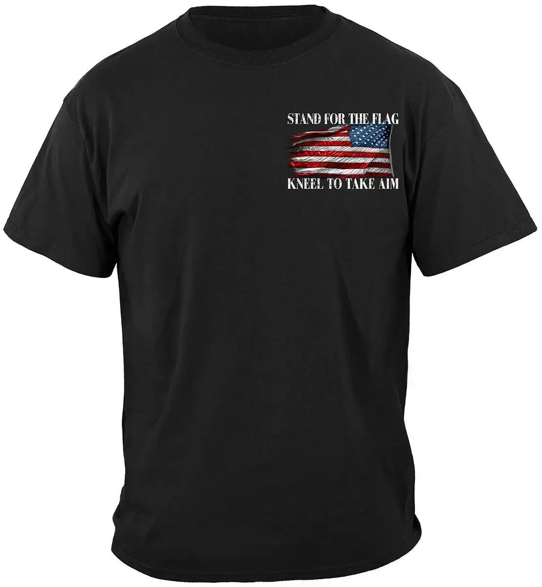 

Подставка для коленного и прицеливания с флагом | Патриотическая военная футболка из 100% хлопка с круглым вырезом и коротким рукавом, летняя повседневная мужская футболка