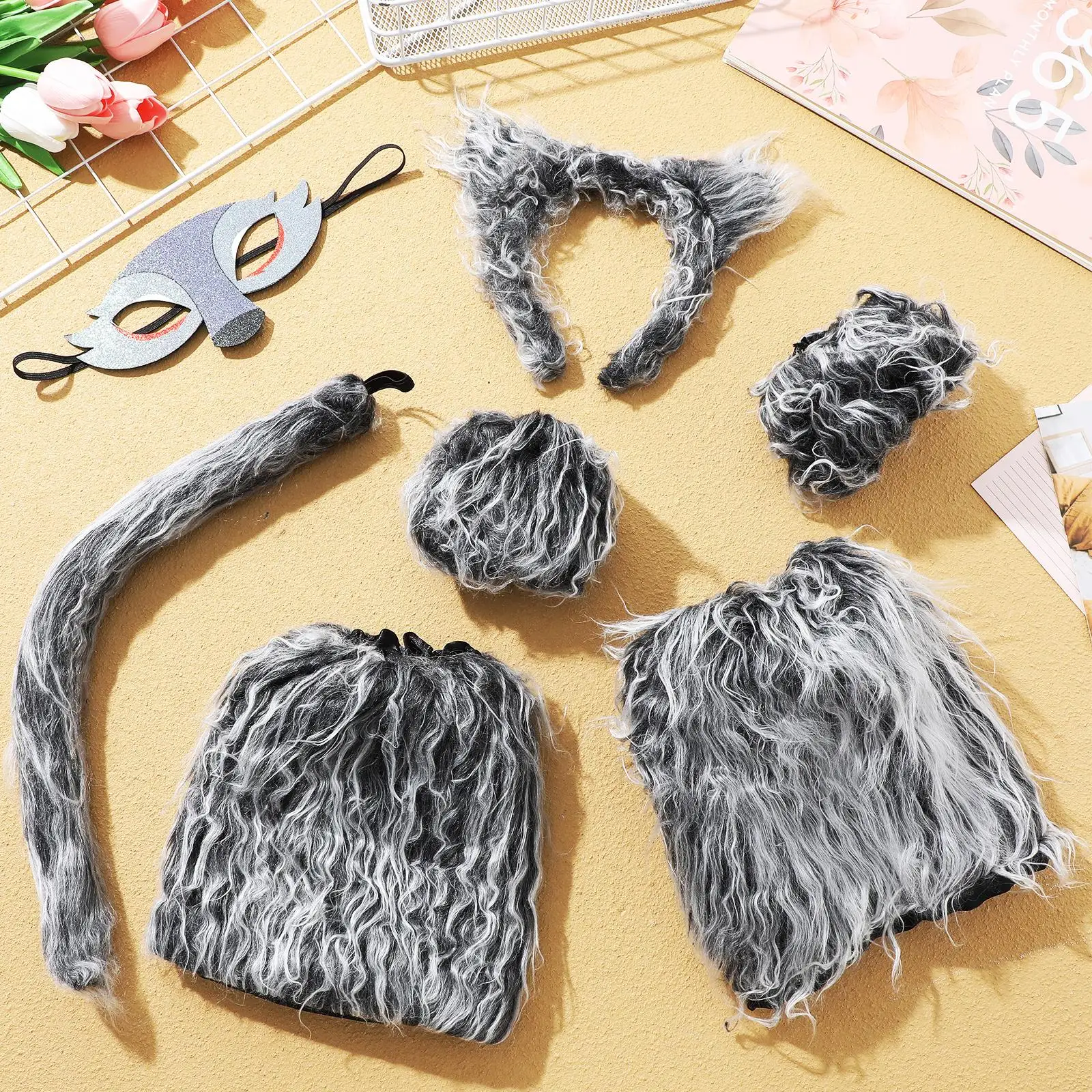 Ensemble oreilles de loup, Costume de Cosplay, accessoire de queue, accessoires d'animaux, fournitures de rôle pour enfants