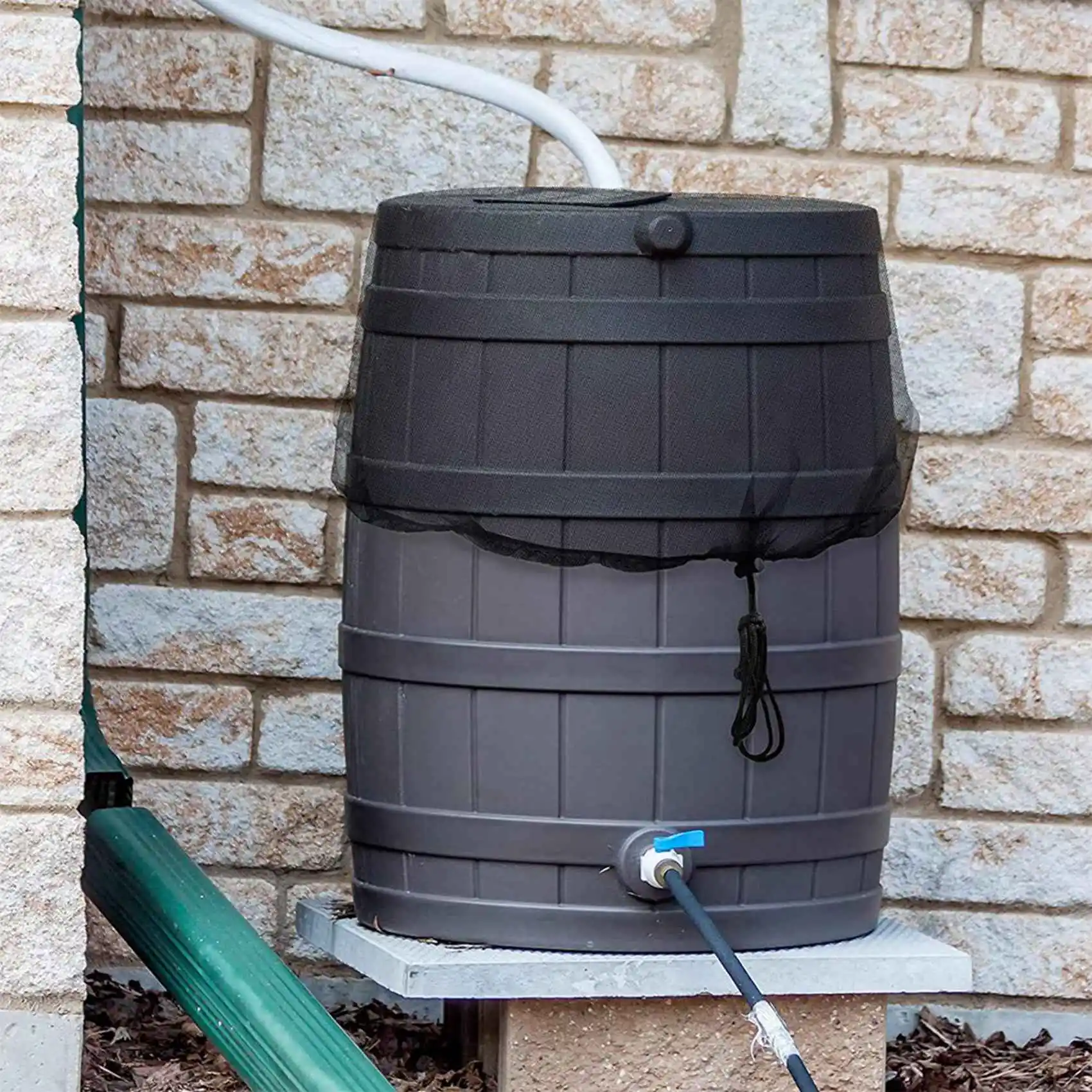 A02M-9 Pieces Mesh Cover For Rain Barrel, Water Collection Buckets Cover Tank Harvesting Tool Protector Rain Barrel Netting