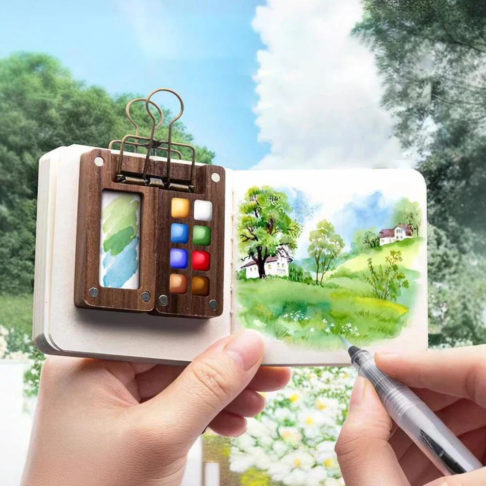 Travel Paint Palette Pocket Artist Watercolor Set with Clip Portable Watercolor Set for Artists and Students