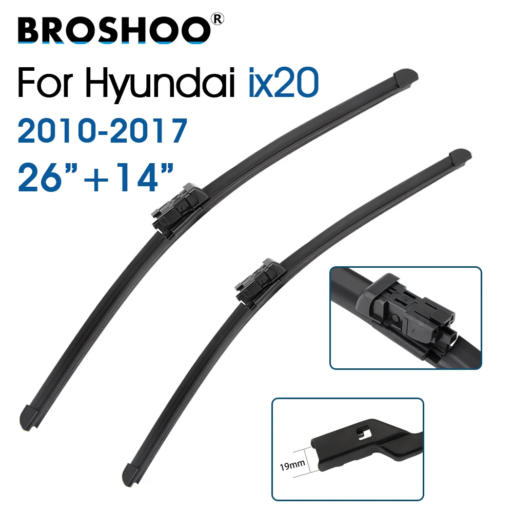 

BROSHOO Car Wiper Blade Front Window Windscreen Windshield Wipers 26"+14" For Hyundai ix20 2010-2017 Auto Accessories