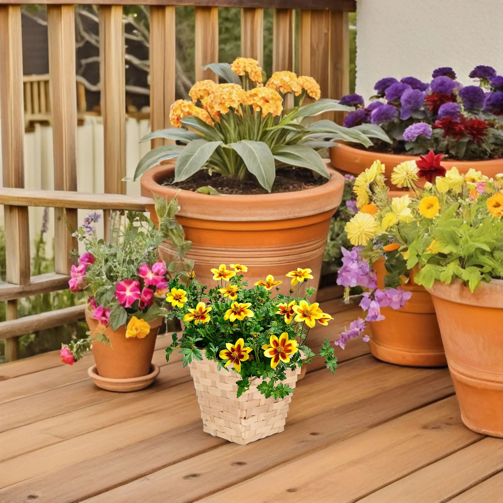 

8Pcs Mini Bamboo Woven Baskets Square Shape Decorative Storage Organizer Bins for Desk Office Bedroom Small Storage