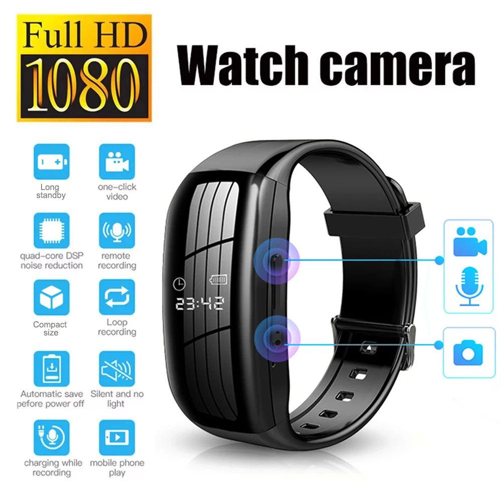 1080P HD Mini videocamera orologio DV registratore digitale professionale Handycam adatto per interventi, interviste, registrazioni di vita