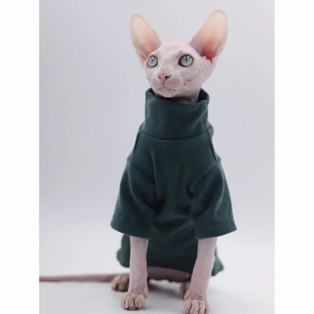 Devon Hairless Cat Sweater Cat Clothes Pet Baby Soft Cotton Winter Warm Cat Outfit for Cornish Solid Color Costume Pet Clothes