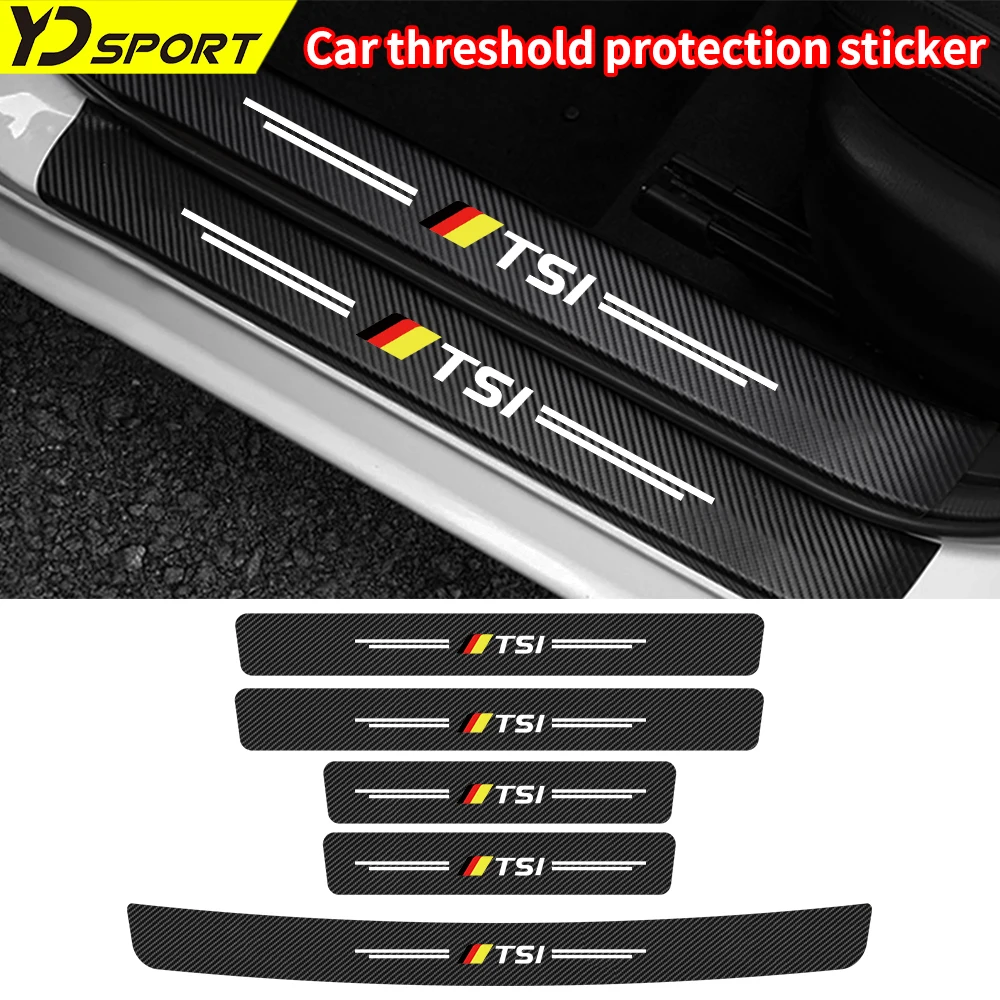 

Carbon Fiber Decals Car Door Sill Stickers For VW TSI logo Auto Trunk Door Sill Scuff Covers Scratch Accessories car supplies