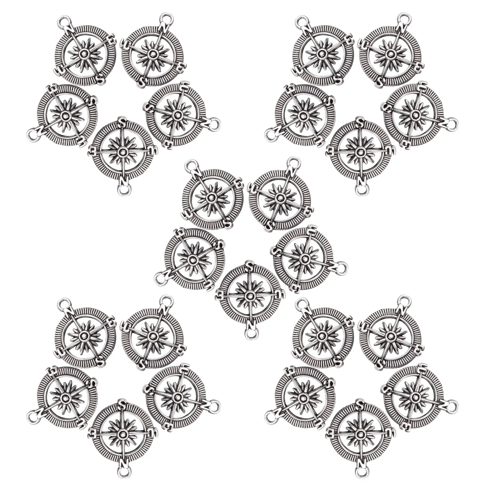 

50 шт. подвесок из сплава в форме компаса для выпускного сезона, полированные, для самостоятельного изготовления украшений, аксессуары для ожерелий и браслетов