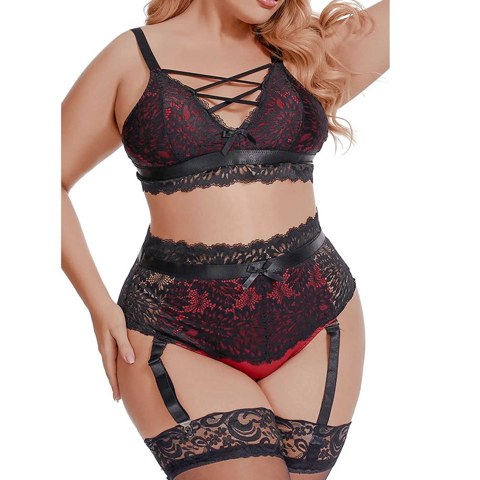 

Ladies Strap Lace Crochet Cutout Teddy Lingerie Embroidery Underwear New Women'S Fantasy Sexy Exotic Set Ropa Interior De Mujer