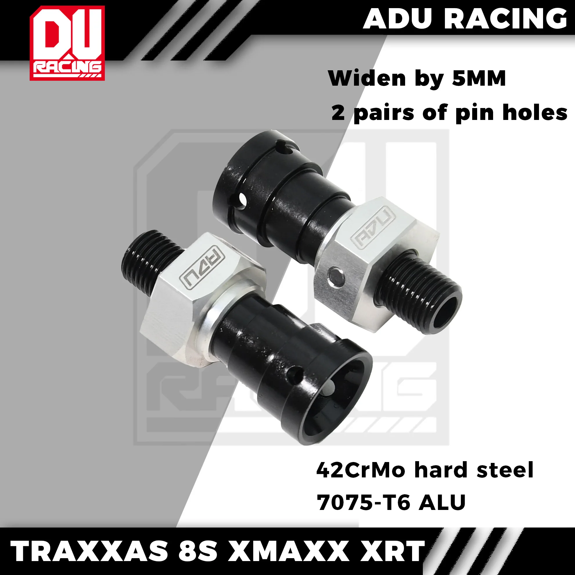 ADU RACING 7075-T6 ALU 24mm wheel hub  42CrMo hard steel Stub Axle widen 5mm for TRAXXAS 8S X-MAXX XRT