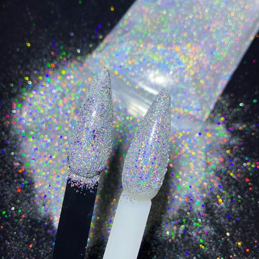 50g Silver HolographicGlitter Powder 0.2mm Laser Silver/Gold Chrome Powder Bulk UV Gel Polish Manicure Glitter Laser Powder FD