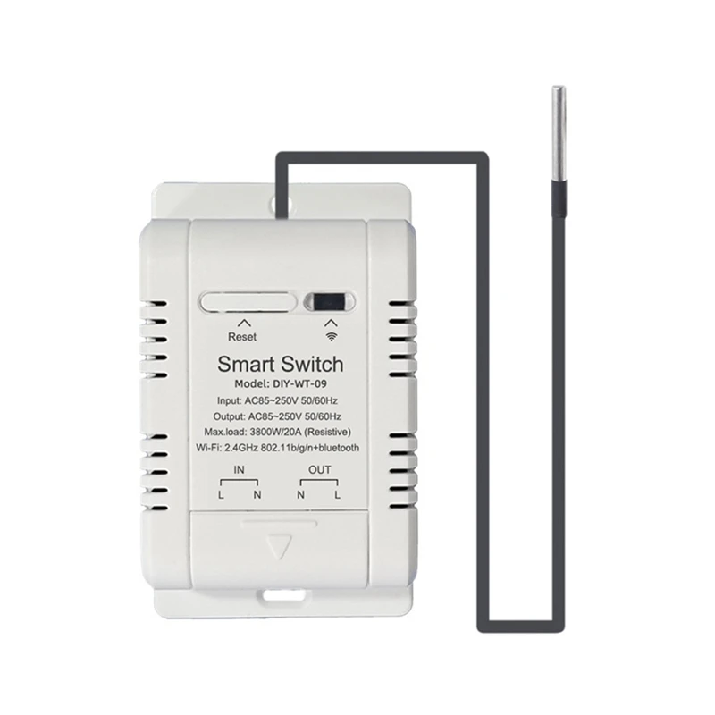 

Умный переключатель температуры Ewelink WIFI 20A с датчиком температуры, мониторинг температуры в реальном времени для комнаты для аквариума