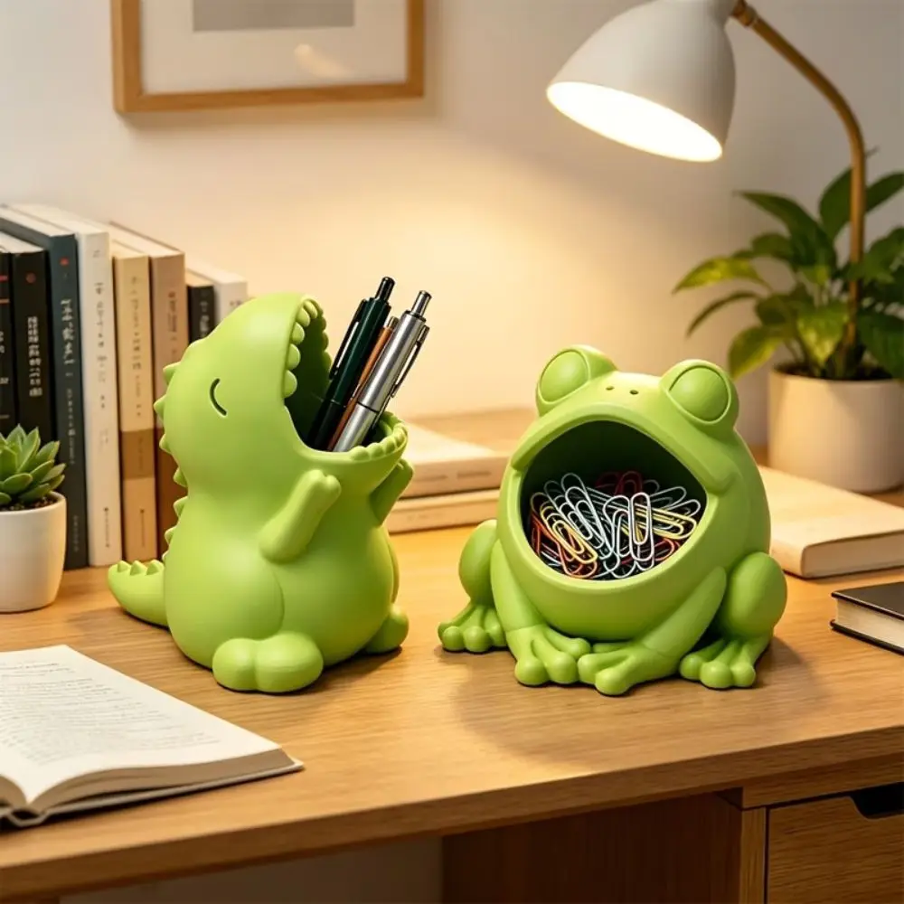 3D Printed T-Rex Pencil Holder Frog Animal Stationery Storage Dinosaur Desk Organizer Large Capacity PLA Material