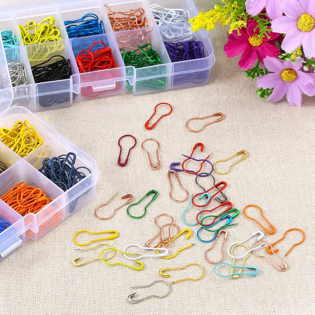 

1 Box/300pcs Metal Gourd Bulb Safety Assorted Color for DIY Craft Making and Clothing Knitting Stitch Marker (10 Colors