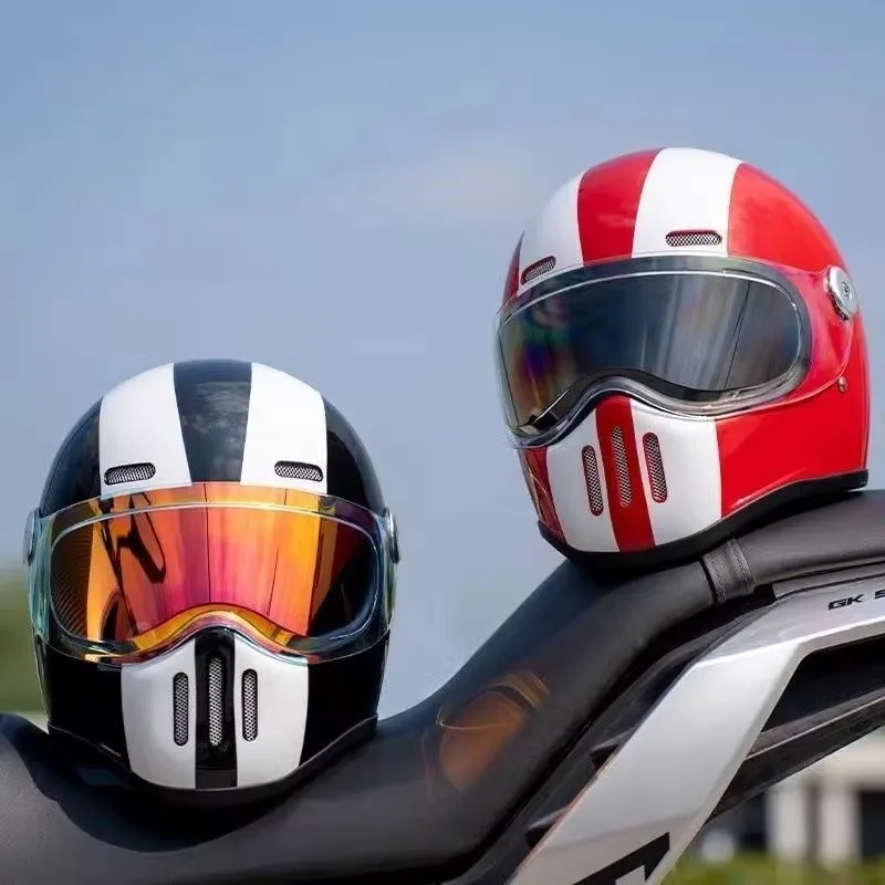 Fiberglass Reinforced Helmet Japanese Style Small Helmet Retro Full Face Helmet,for Harley Motorcycle and Cruise Helmets