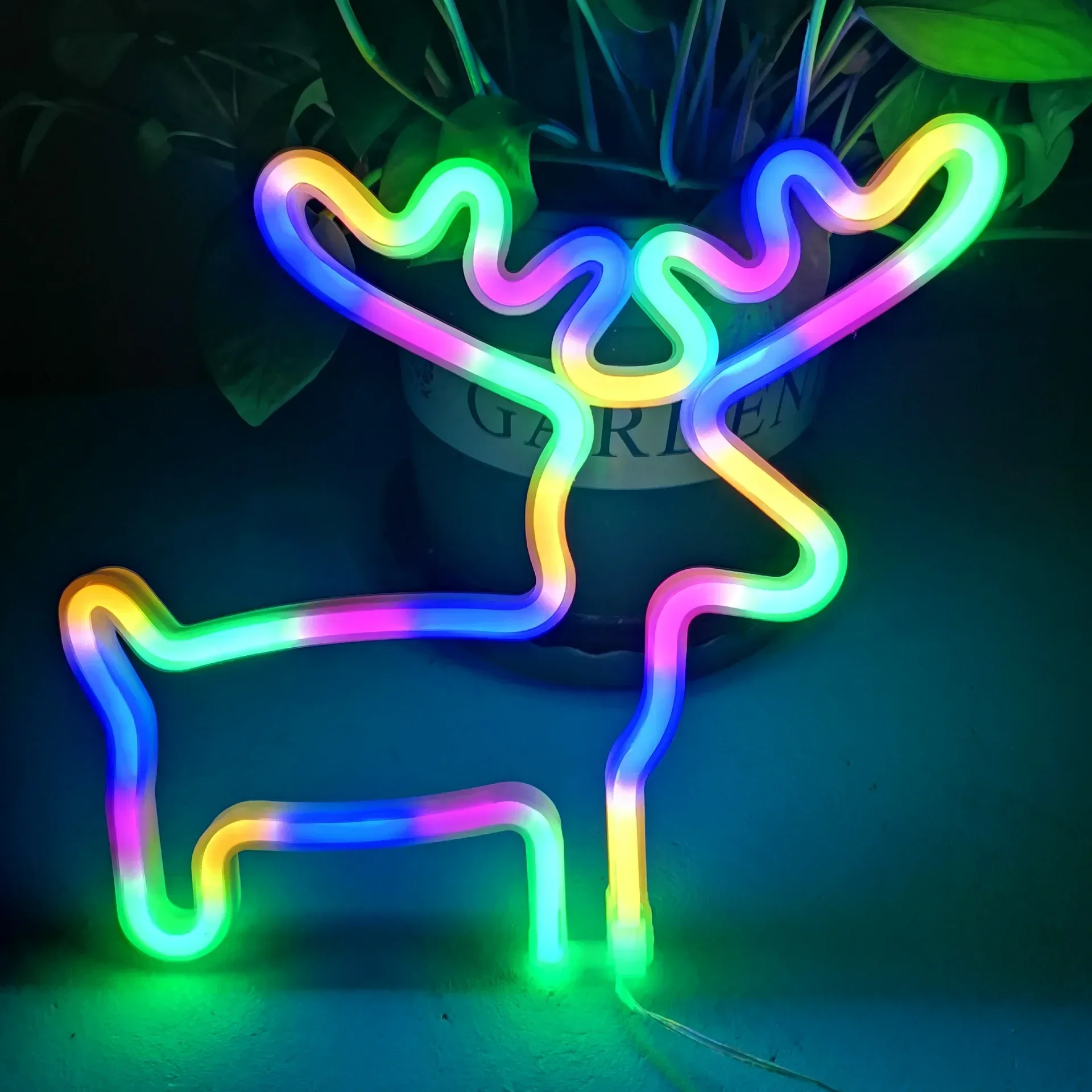 Christmas Decoration LED Neon Sign Light Love Deer Elk Bell Snowflake Sock Christmas Tree Shape Night Light for Weddings Party