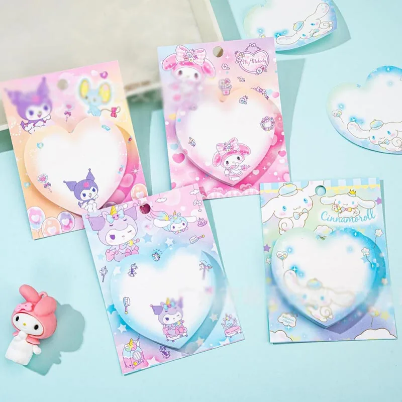 20pcs/lot Sanrio Melody Kuromi Memo Pad Cinnamoroll Sticky Notes Stationery Label Notepad Planner Sticker Post School Supply