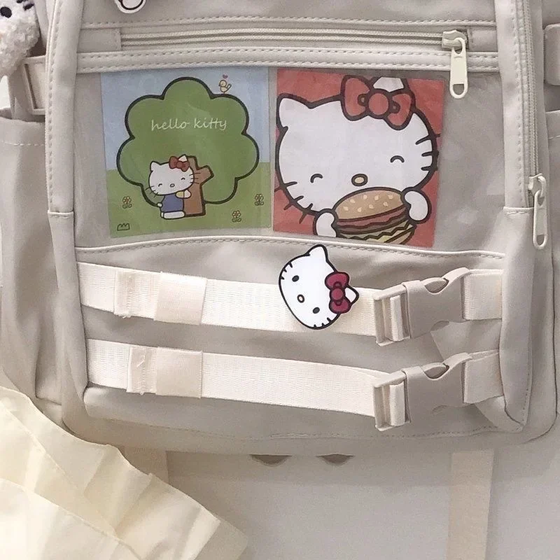 Mochila escolar impermeable de Hello Kitty para niños, de gran capacidad mochila escolar con cremallera para estudiantes de secundaria, bolsa ita